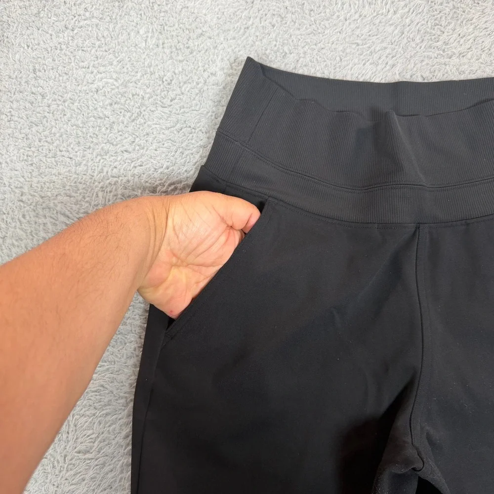 Athleta Womens Black High Rise Flare Bootcut Pants Zip‎ Pockets Slit Hem XS